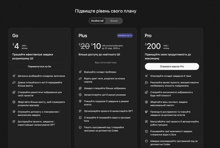 OpenAI представила в Україні доступну підписку ChatGPT Go за 